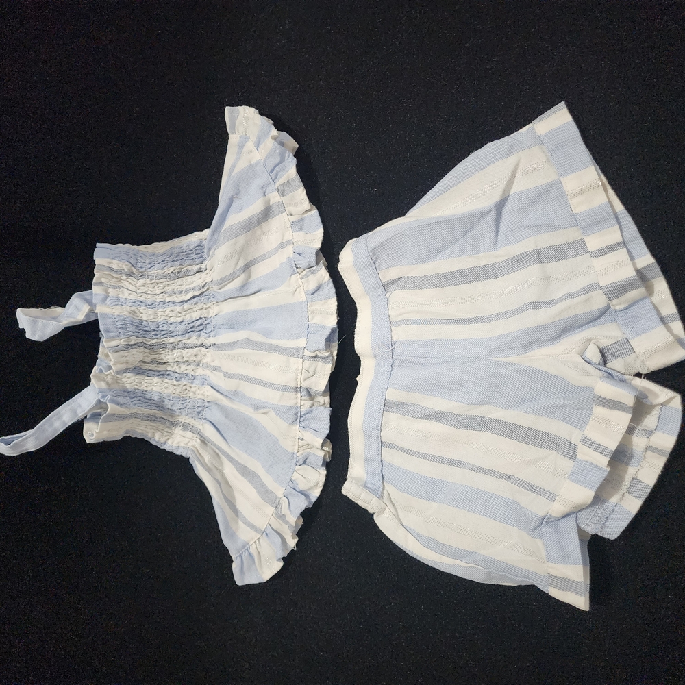 Jessica Simpson Kids Striped Blue and White Ruffle Top and Shorts Set